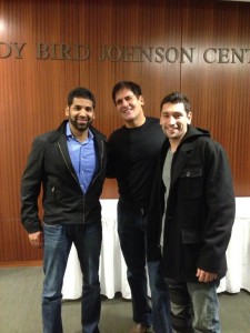 Mark Cuban meets the team behind The Zebra, an Austin startup he invested in but has never met in person until Longhorn Startup Demo Day.