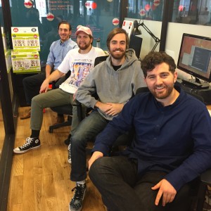 From left to right Jake Bailey, Peter Silkowski (design lead), Chris Hume (developer) and Blake Ellingham, photo by Susan Lahey. 