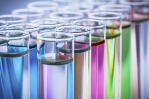 test tubes with colorful chemicals