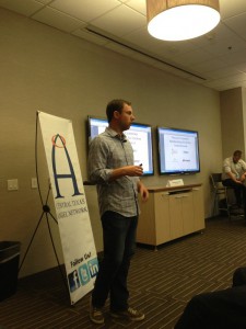 Bart Bohn with AuManil pitching at the Austin Fast Pitch competition at #SXSW