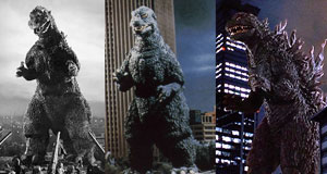 Screenshots from the films Godzilla, The Return of Godzilla and Godzilla 2000, photo from Wikipedia