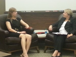 Rosa McCormick and  Laura Kilcrease at the Herb Kelleher Center Speaker Series of the McCombs Business School at UT 