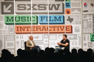 Chris Anderson interviewing Elon Musk at SXSW Interactive 2013, photo courtesy of SXSW
