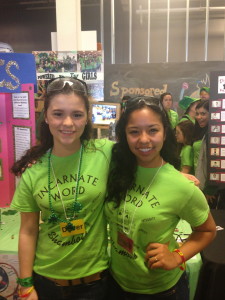 Shambots team members Alexandria Garza, junior, with Megan Isabella Rodriguez, senior, at Incarnate Word High School 