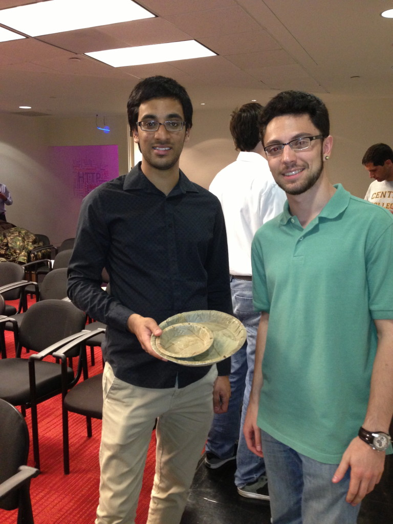 Rohit Saxena and Eric Nordstrom with xxx, want to make biodegradable bowls and plates from leaves.