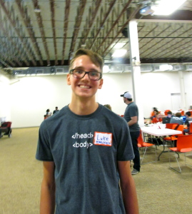 Luke Wright, 16, a volunteer at San Antonio Youth Code Jam at Rackspace 