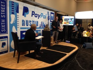 Jeffrey Malkoon and his mother Teresa Malkoon of PB Americano pitch Daymond John at PayPal's Startup Duel. 