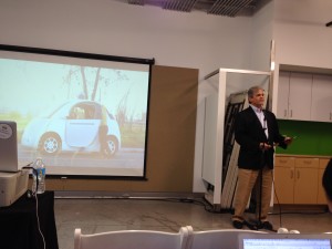 Austin Mayor Steve Adler announcing Google will be bringing its self-driving prototype cars to Austin. 