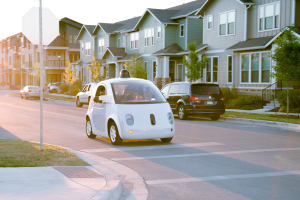 Google prototype car on Austin roads, courtesy photo. 