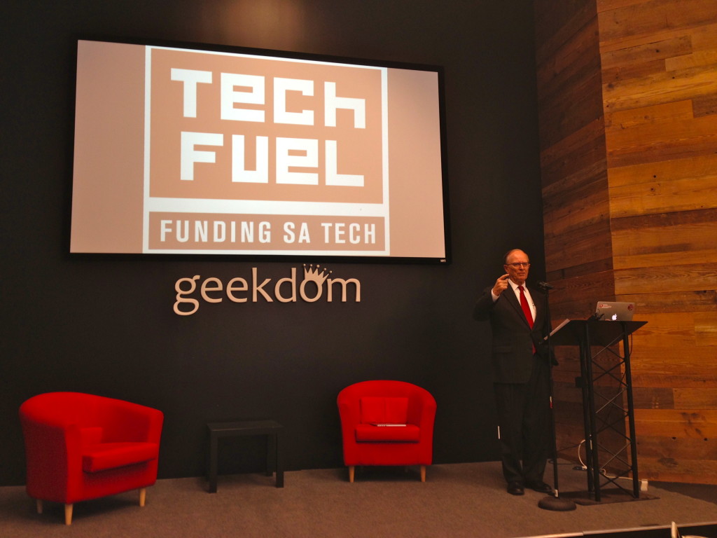 Bexar County Judge Nelson Wolff announcing Tech Fuel, a new startup competition in San Antonio. 
