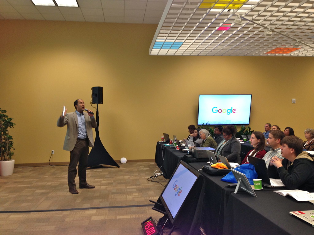 U.S. Rep. Will Hurd talks to small business owners at Google's Let's Put Our Cities on the Map program in San Antonio. 