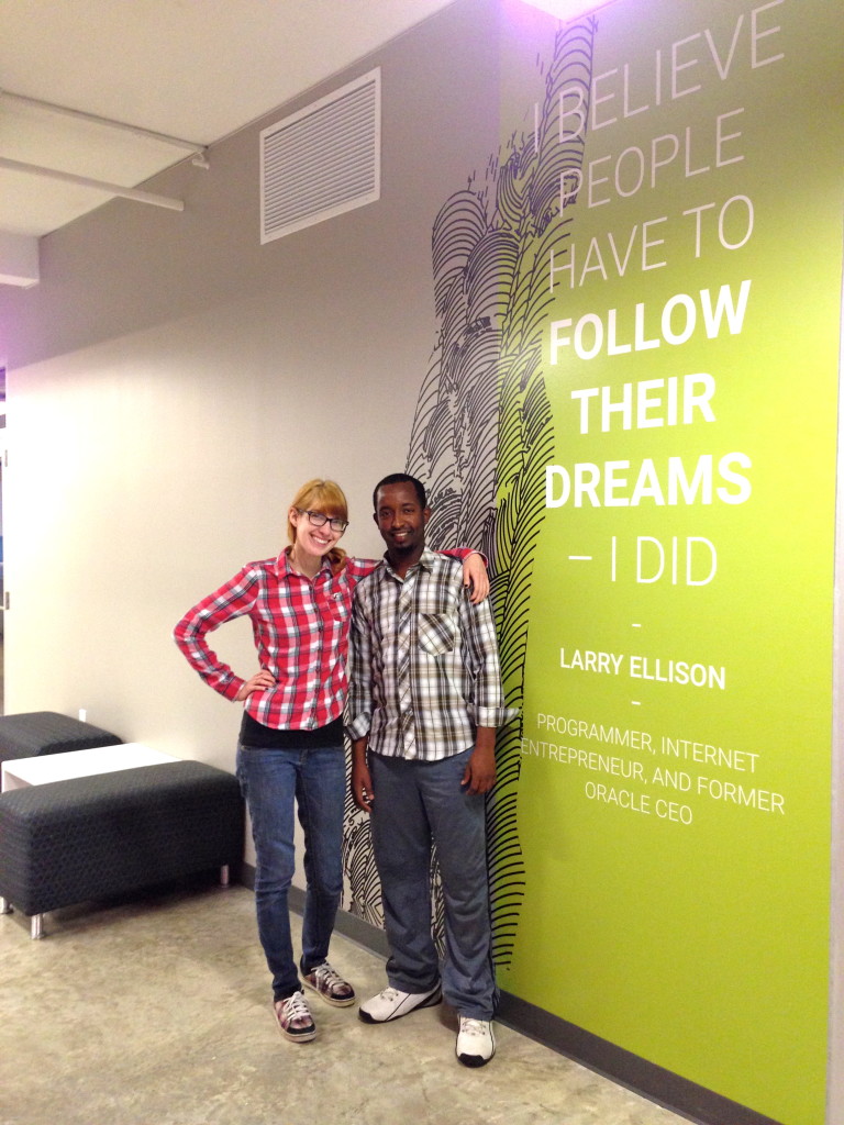 Elizabeth Hils and Abdirahman Jama, students at the Open Cloud Academy.