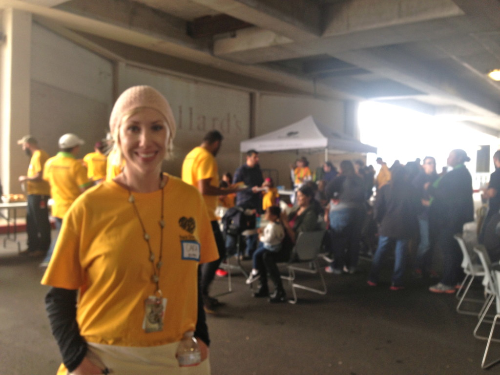 Cara Nichols, community affairs director for Rackspace, at Rackspace's Thanksgiving Day food distribution event. 