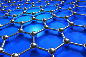 Abstract blue molecular nanostructure model. width=