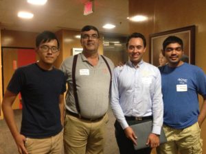 (Second from the left) Benito Fernandez, associate professor in the department of mechanical engineering, presented “CHECK,” a chaotic hybrid encryption communications kit. Pictured with his students. 