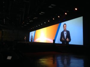Michael Dell delivers the keynote address at DellEMC World at the Austin Convention Center. 